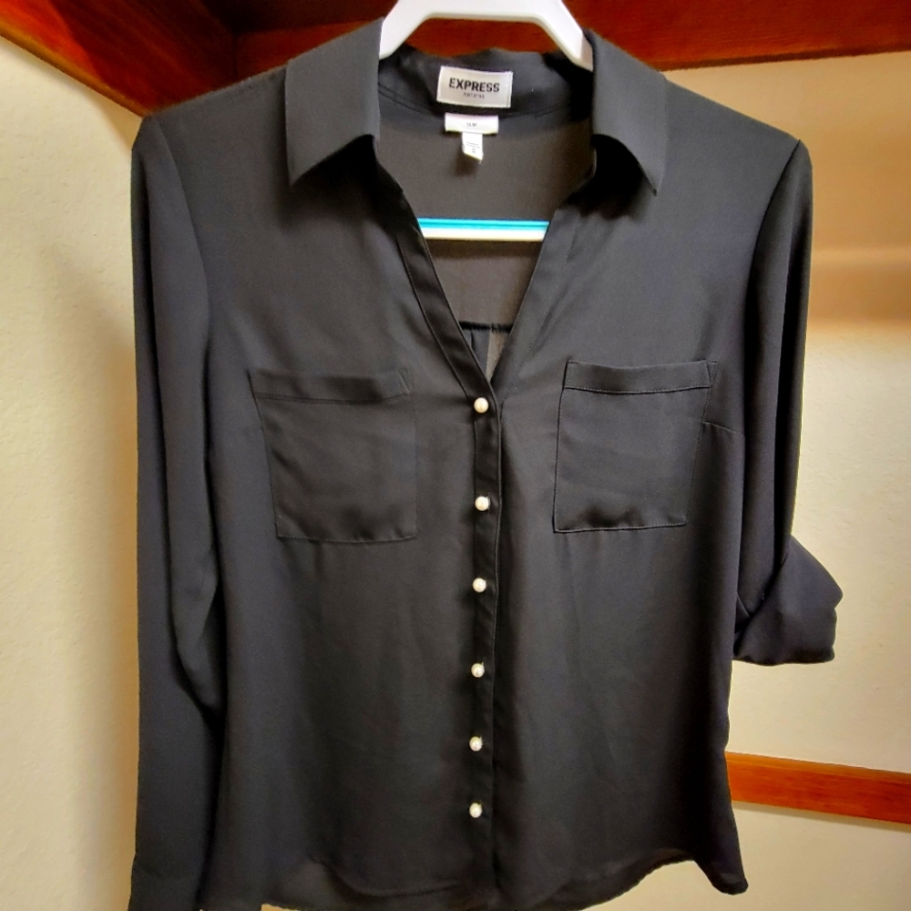 Express portofino slim black blouse
